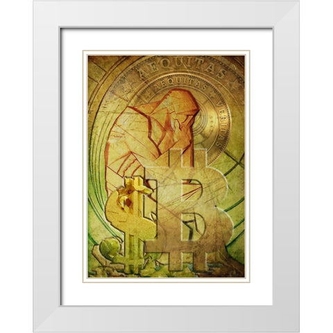 Bitcoin Deco VIII White Modern Wood Framed Art Print with Double Matting by Hunziker, Steve