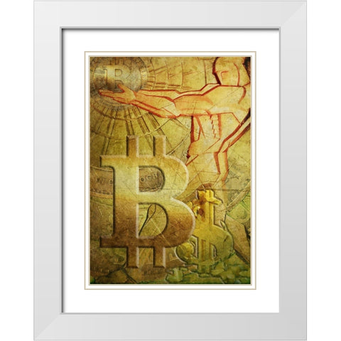 Bitcoin Deco IX White Modern Wood Framed Art Print with Double Matting by Hunziker, Steve