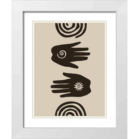 Hands Spiral Block Print White Modern Wood Framed Art Print with Double Matting by Haase, Andrea