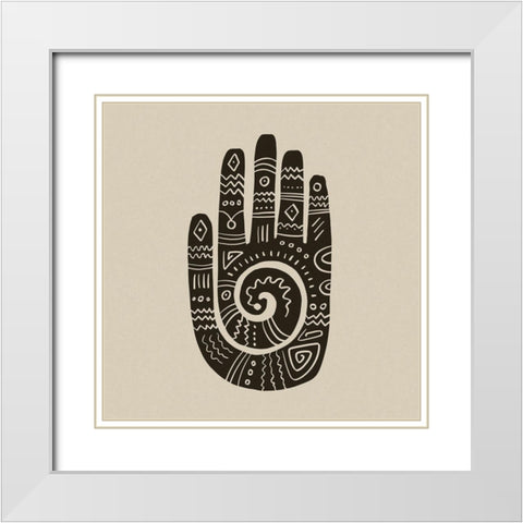 Mehndi Hand Block Print White Modern Wood Framed Art Print with Double Matting by Haase, Andrea