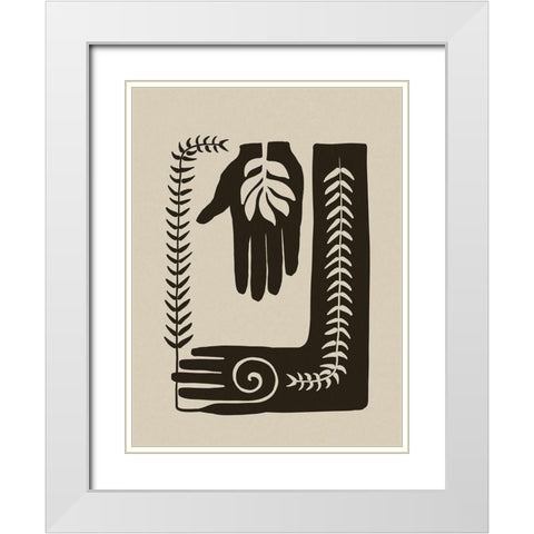 Natures Hands Block Print White Modern Wood Framed Art Print with Double Matting by Haase, Andrea