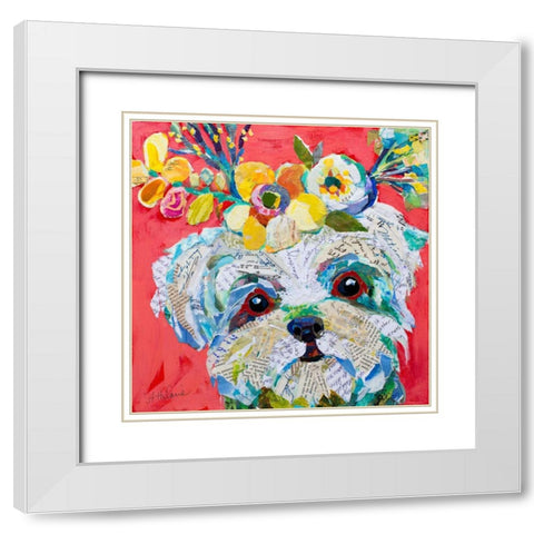 Floral Hot Dog White Modern Wood Framed Art Print with Double Matting by St Hilaire, Elizabeth