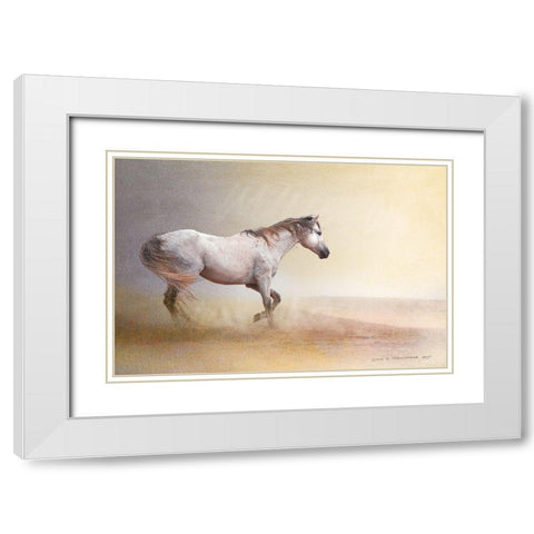 Dust Storm White Horse White Modern Wood Framed Art Print with Double Matting by Vest, Christopher