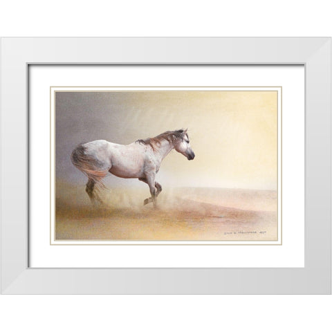 Dust Storm White Horse White Modern Wood Framed Art Print with Double Matting by Vest, Christopher