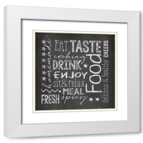 Chalkboard Kitchen Joy White Modern Wood Framed Art Print with Double Matting by Haase, Andrea
