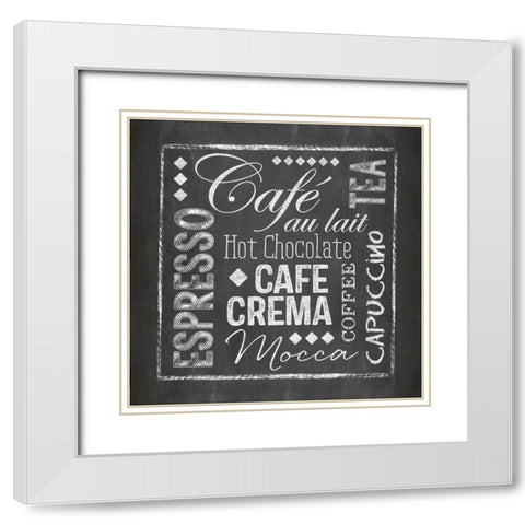 Coffee Chalkboard White Modern Wood Framed Art Print with Double Matting by Haase, Andrea