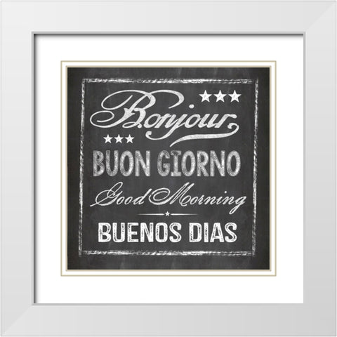 Chalkboard Greeting White Modern Wood Framed Art Print with Double Matting by Haase, Andrea