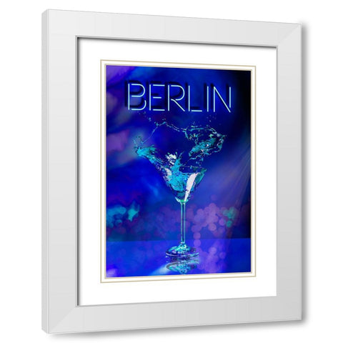 Berlin Party Night White Modern Wood Framed Art Print with Double Matting by Haase, Andrea