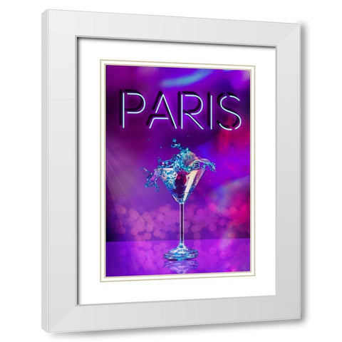 Paris Party Night White Modern Wood Framed Art Print with Double Matting by Haase, Andrea