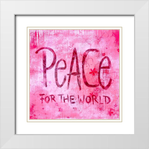 Peace for the World I White Modern Wood Framed Art Print with Double Matting by Haase, Andrea