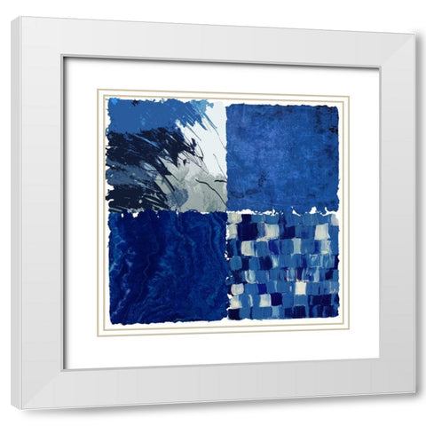 Blue Squared I White Modern Wood Framed Art Print with Double Matting by Smith, Karen
