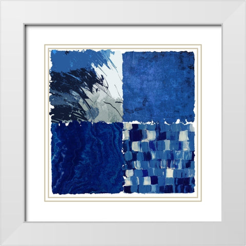 Blue Squared I White Modern Wood Framed Art Print with Double Matting by Smith, Karen