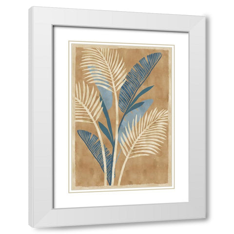 Cobalt Blue Palms III White Modern Wood Framed Art Print with Double Matting by Kouta, Flora