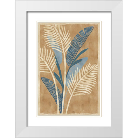Cobalt Blue Palms III White Modern Wood Framed Art Print with Double Matting by Kouta, Flora