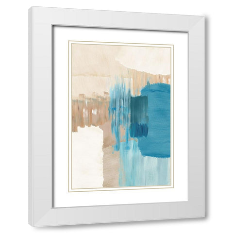 Blue Motion II White Modern Wood Framed Art Print with Double Matting by Kouta, Flora