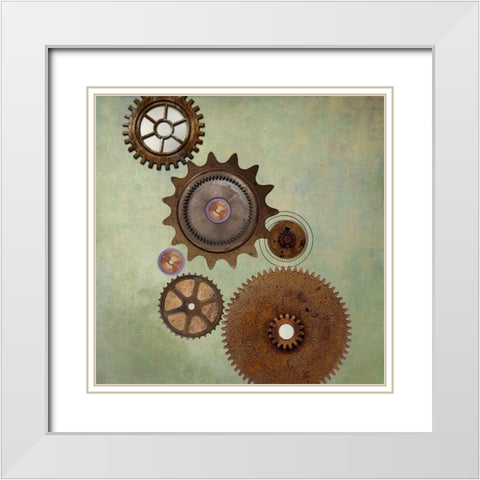 Cognitive I White Modern Wood Framed Art Print with Double Matting by Smith, Karen