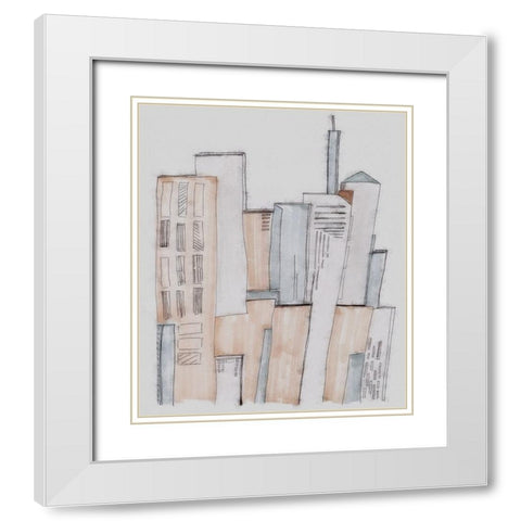 Sketch City I White Modern Wood Framed Art Print with Double Matting by Smith, Karen