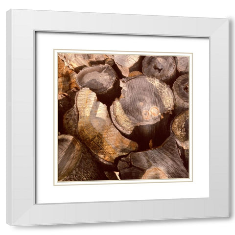 Wood Pile White Modern Wood Framed Art Print with Double Matting by Stalus, Judy