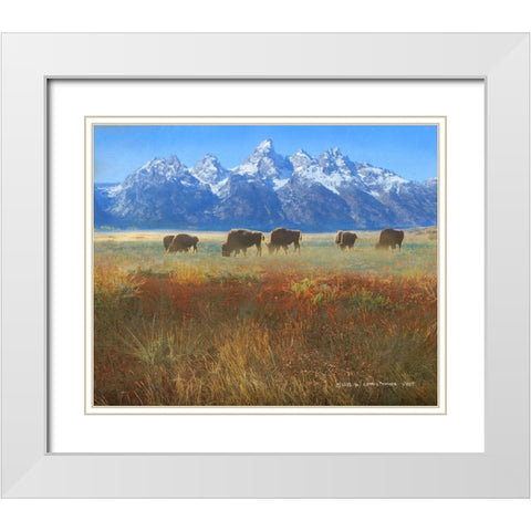 Meadow Grass Grand Teton White Modern Wood Framed Art Print with Double Matting by Vest, Christopher