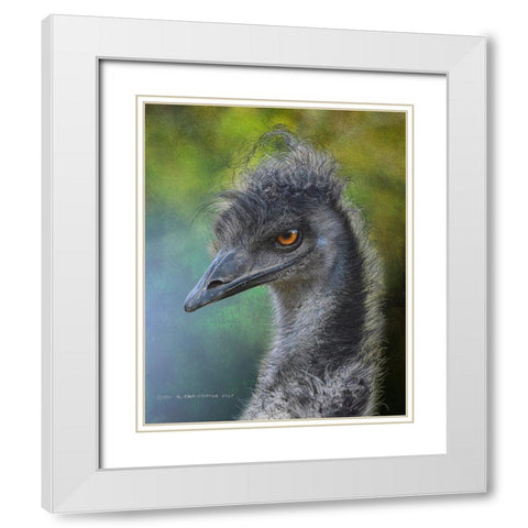 Emu Portrait, Dr. Suess Bird White Modern Wood Framed Art Print with Double Matting by Vest, Christopher