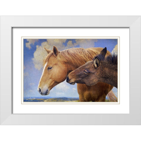 Horse and Mule White Modern Wood Framed Art Print with Double Matting by Vest, Christopher