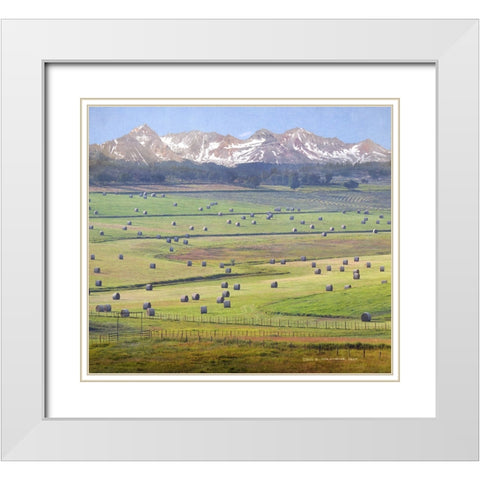 Chery Creek Haybales White Modern Wood Framed Art Print with Double Matting by Vest, Christopher