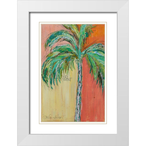Palm in Orange White Modern Wood Framed Art Print with Double Matting by St Hilaire, Elizabeth