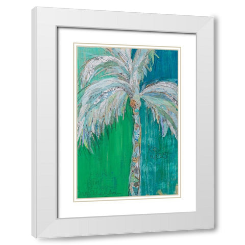Palm in Teal White Modern Wood Framed Art Print with Double Matting by St Hilaire, Elizabeth