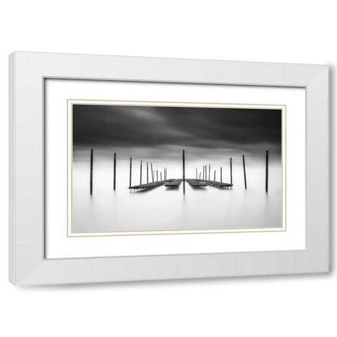 The Oyster Bar White Modern Wood Framed Art Print with Double Matting by Staelens, Christophe