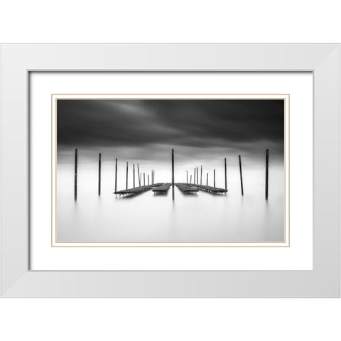 The Oyster Bar White Modern Wood Framed Art Print with Double Matting by Staelens, Christophe