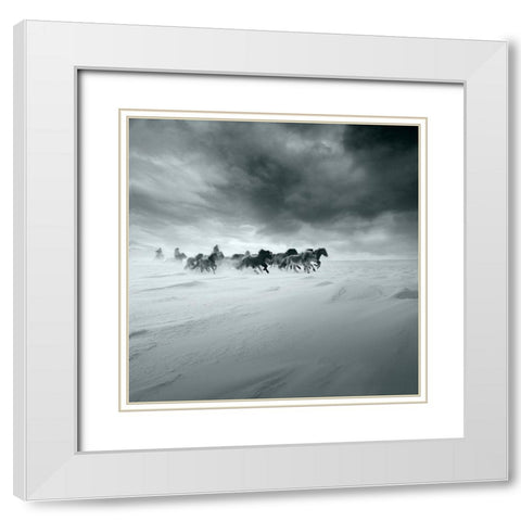 Snowy field White Modern Wood Framed Art Print with Double Matting by Yang, Shu-Guang