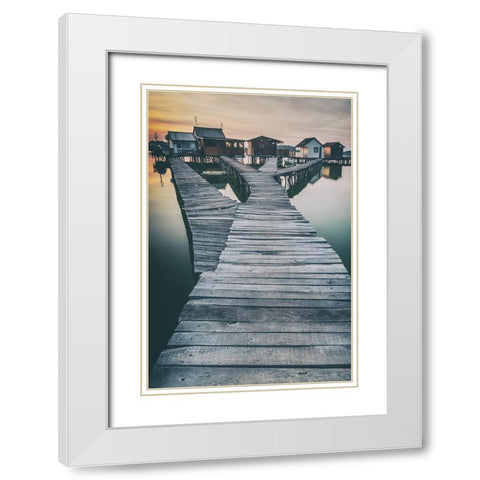 lake and roads and cottages White Modern Wood Framed Art Print with Double Matting by Stranak, Pavol