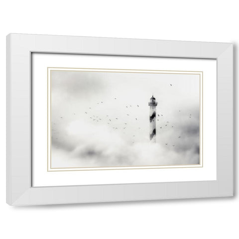 the fog White Modern Wood Framed Art Print with Double Matting by Flour, Piet