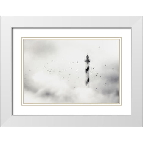 the fog White Modern Wood Framed Art Print with Double Matting by Flour, Piet