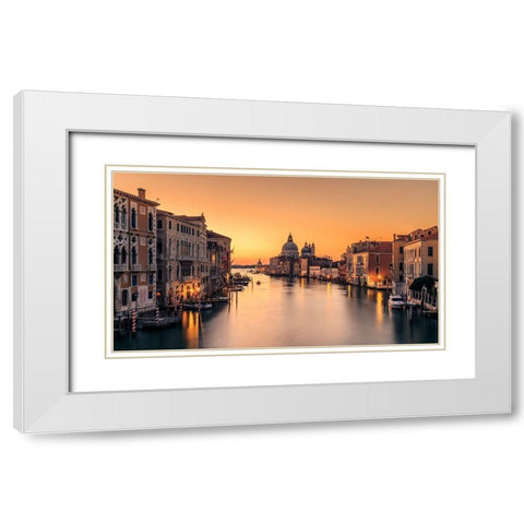 Dawn on Venice White Modern Wood Framed Art Print with Double Matting by Zhang, Eric