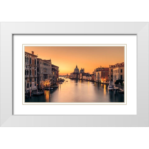 Dawn on Venice White Modern Wood Framed Art Print with Double Matting by Zhang, Eric