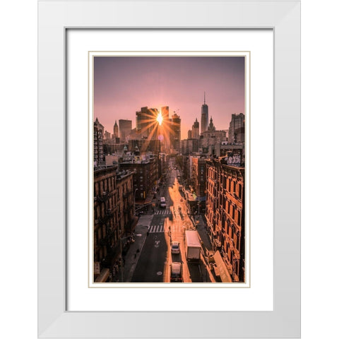 The All Seeing Sun White Modern Wood Framed Art Print with Double Matting by R. Veizaga, Christopher