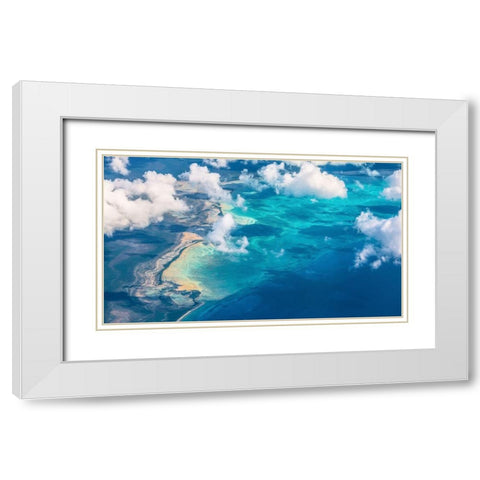 Sand Beach meets ocean White Modern Wood Framed Art Print with Double Matting by (David) Dai, Wei