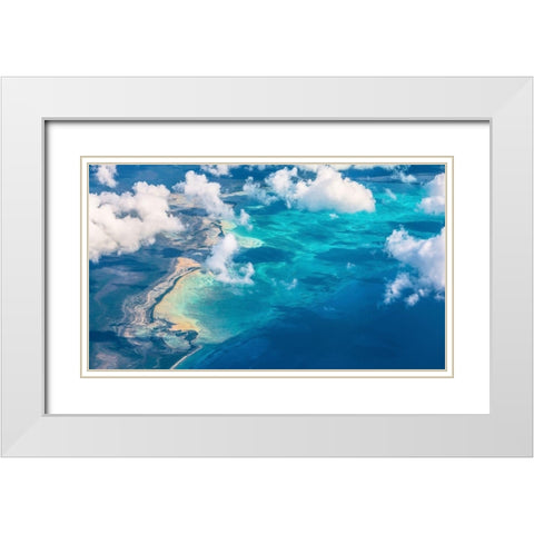 Sand Beach meets ocean White Modern Wood Framed Art Print with Double Matting by (David) Dai, Wei