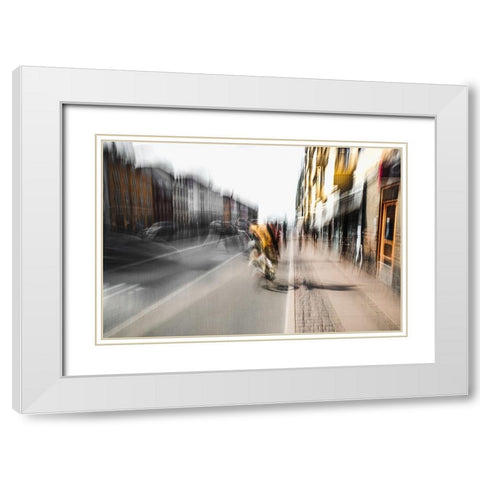 Bicycle tour White Modern Wood Framed Art Print with Double Matting by Chiriaco, Carmine
