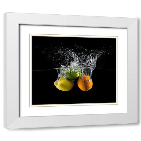 Citrus splash White Modern Wood Framed Art Print with Double Matting by Stefan, Mogyorosi