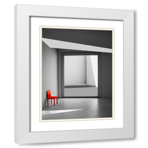 The red chair White Modern Wood Framed Art Print with Double Matting by Schuster, Inge