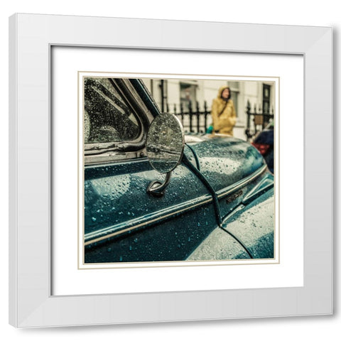 London Rain White Modern Wood Framed Art Print with Double Matting by Berg, Riccardo