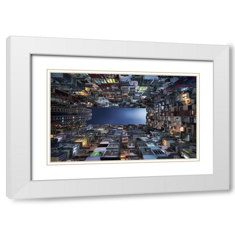 Beehive Buildings White Modern Wood Framed Art Print with Double Matting by M. Garcia, Jesus