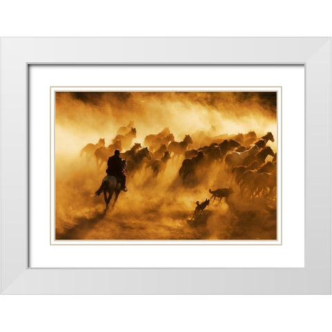 cowboy White Modern Wood Framed Art Print with Double Matting by Tunc, Feyzullah