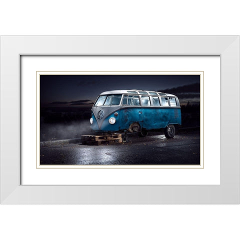 VW Kleinbus White Modern Wood Framed Art Print with Double Matting by Damsten, Petri