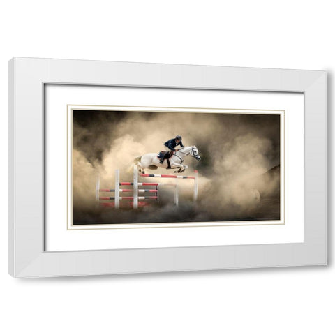 White horse White Modern Wood Framed Art Print with Double Matting by Ünsal, Arif