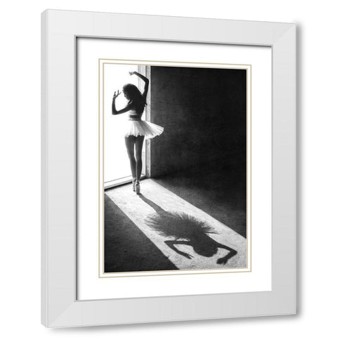 Shadow Dance White Modern Wood Framed Art Print with Double Matting by Kisworo, Sebastian