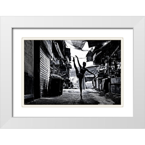 Untitled White Modern Wood Framed Art Print with Double Matting by Eichelberg, Amnon