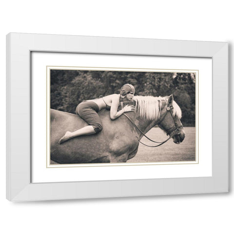 Off to the Races White Modern Wood Framed Art Print with Double Matting by Jae